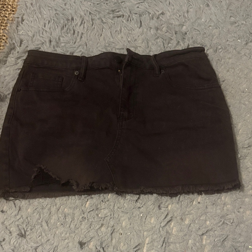 Fashion Nova Distressed Black Mini Skirt